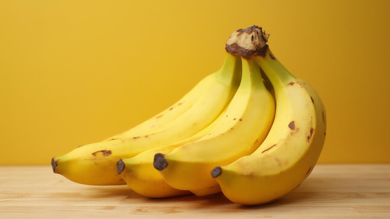 Grappes de bananes jaunes fraîches sur une surface en bois